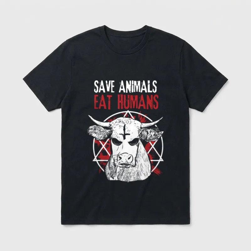 Fun Satan Cow Vegan T-Shirt – Classic T-Shirt in Black