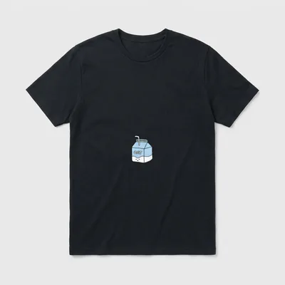 Cute blue oat milk T-Shirt – Smiling blue oat milk carton with straw and OAT label – Classic T-Shirt in Black