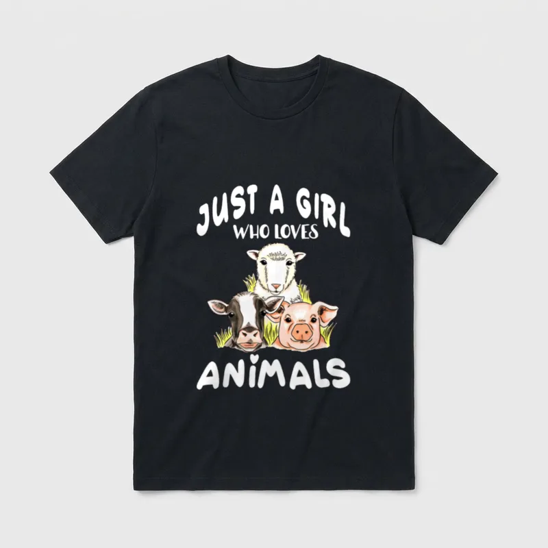 Just A Girl Who Cow Lover Vegan Shirts T-Shirt – Classic T-Shirt in Black