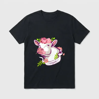 Vegan Cow Dairy-Free Moo Vegan T-Shirt – Classic T-Shirt in Black