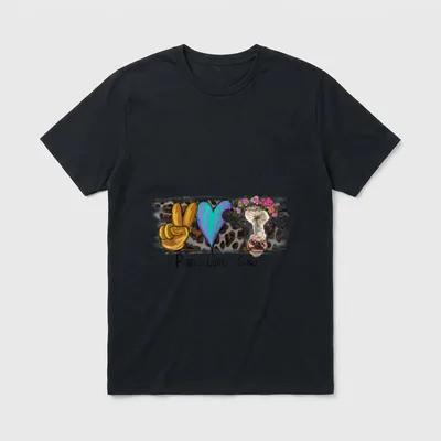 Peace Love Cows Cute T-Shirt – Classic T-Shirt in Black
