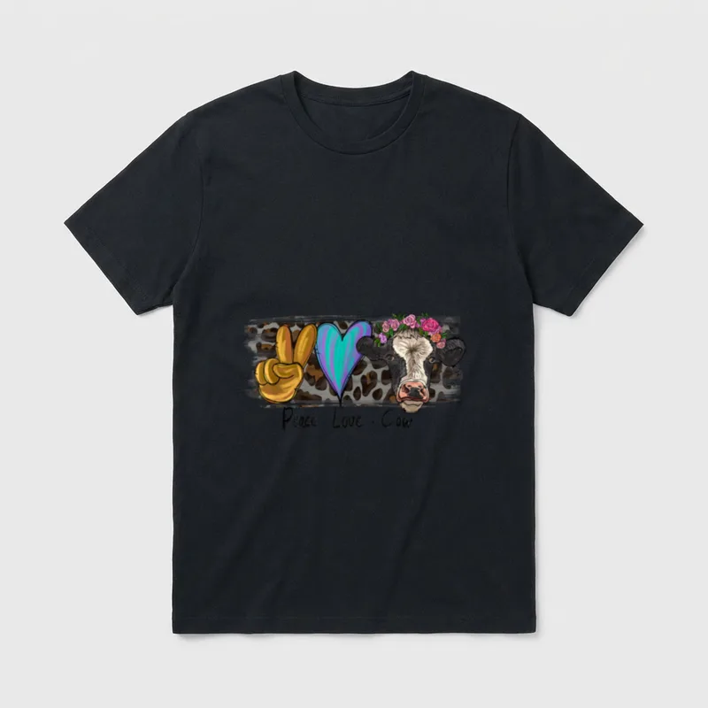 Peace Love Cows Cute T-Shirt – Classic T-Shirt in Black