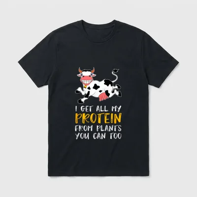 Vegan Veganism Vegetable Organic Food Cow T-Shirt – Classic T-Shirt in Black