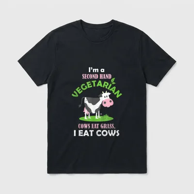 Secondhand Vegetarian Cows Eat T-Shirt – Classic T-Shirt in Black