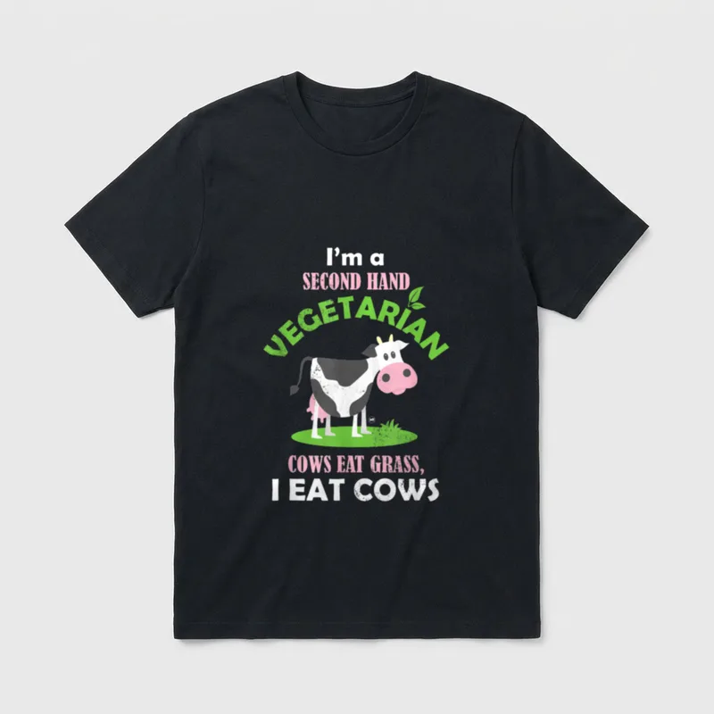 Secondhand Vegetarian Cows Eat T-Shirt – Classic T-Shirt in Black