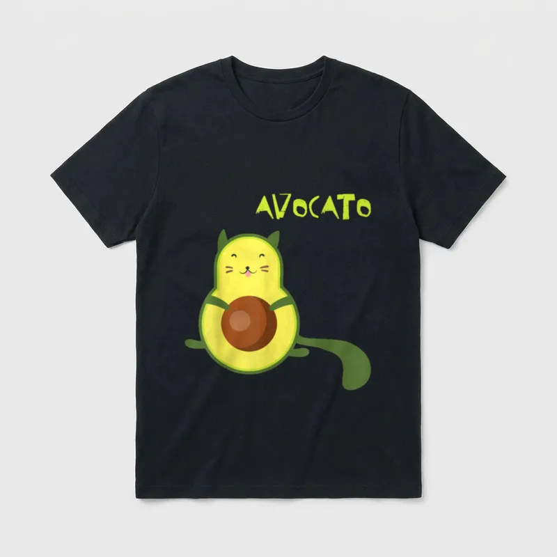 Avocato Funny Cute Cat Avocado T-Shirt – Classic T-Shirt in Black