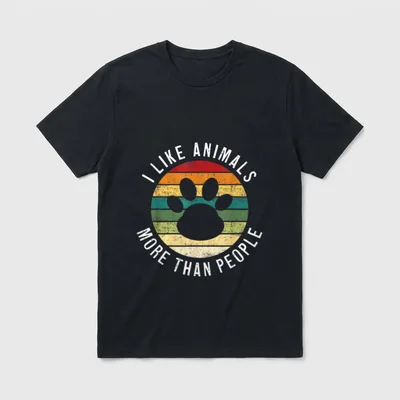 I Like Animals More T-Shirt – Classic T-Shirt in Black