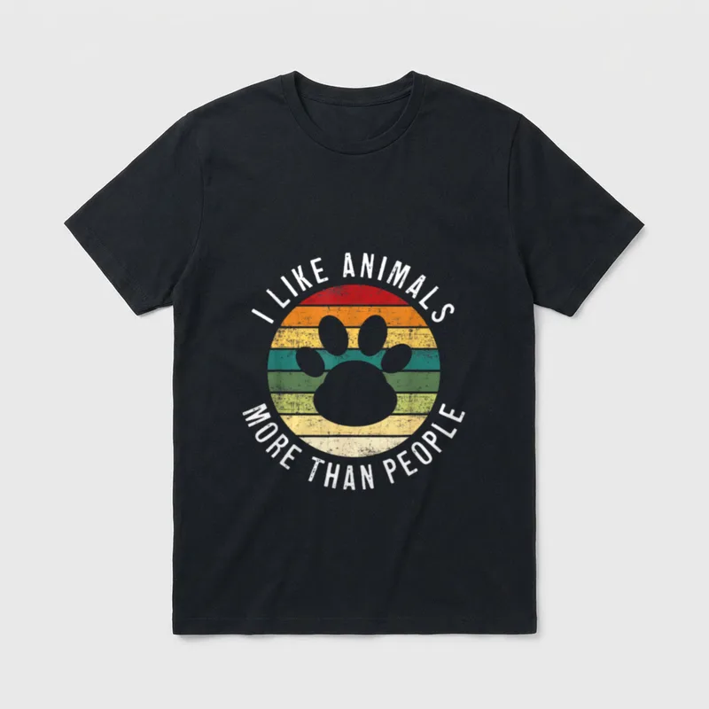 I Like Animals More T-Shirt – Classic T-Shirt in Black