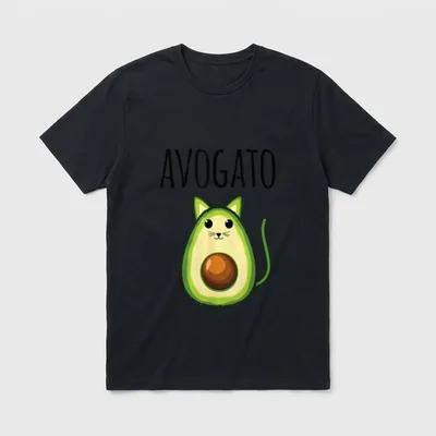 Avogato for Women Funny T-Shirt – Cute avocado cat illustration with AVOGATO text – Classic T-Shirt in Black