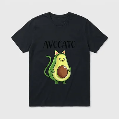 Avocado Cat Women Men T-Shirt – Classic T-Shirt in Black