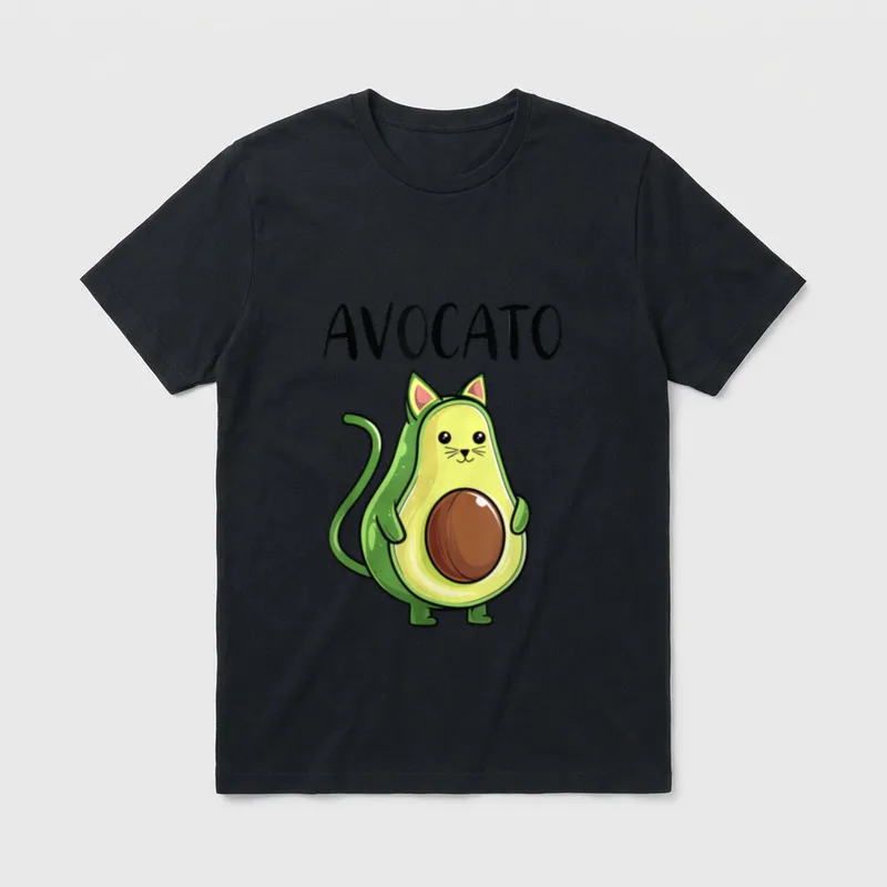 Avocado Cat Women Men T-Shirt – Classic T-Shirt in Black