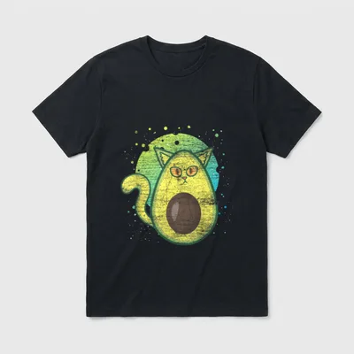 Avocado Cat Vegan Pet T-Shirt – Classic T-Shirt in Black