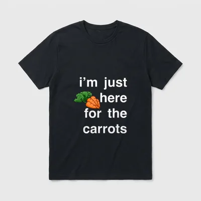 Happy Easter Rabbit Im T-Shirt – Text i'm just here for the carrots next to illustrated carrots – Classic T-Shirt in Black