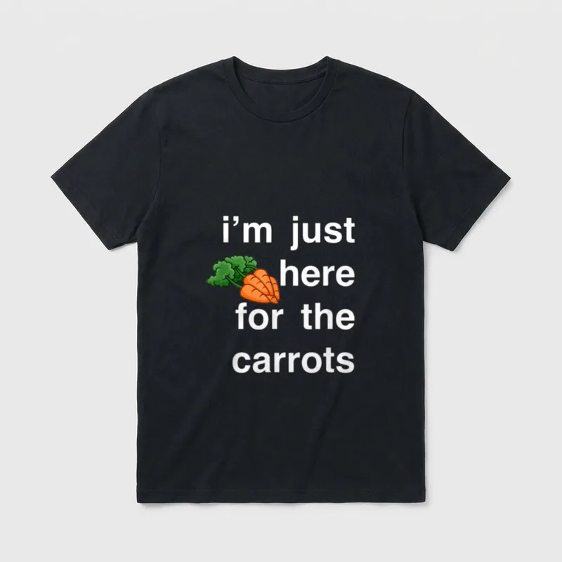 Happy Easter Rabbit Im T-Shirt – Text i'm just here for the carrots next to illustrated carrots – Classic T-Shirt in Black