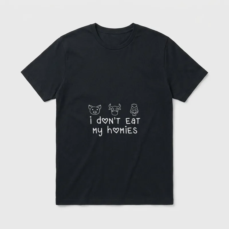 I Don't Eat T-Shirt – i don't eat my homies with pig, cow, and chicken – Classic T-Shirt in Black