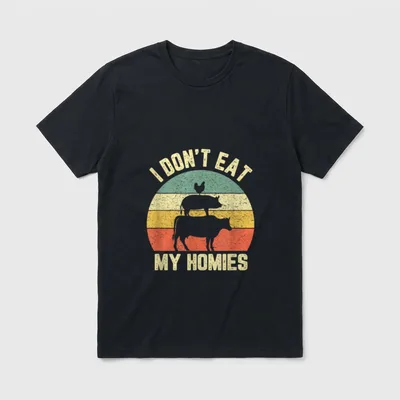 Funny Vegan I Don't T-Shirt – I DON'T EAT MY HOMIES – Classic T-Shirt in Black