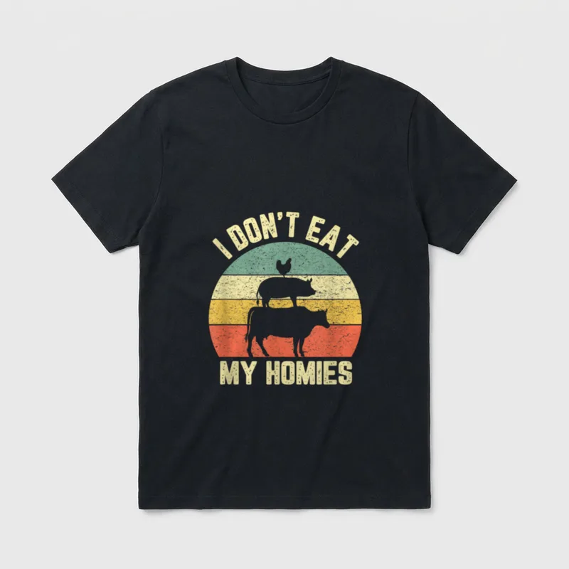 Funny Vegan I Don't T-Shirt – I DON'T EAT MY HOMIES – Classic T-Shirt in Black