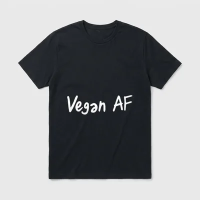 Vegan AF Funny veganism T-Shirt – White text reading Vegan AF on gray background – Classic T-Shirt in Black