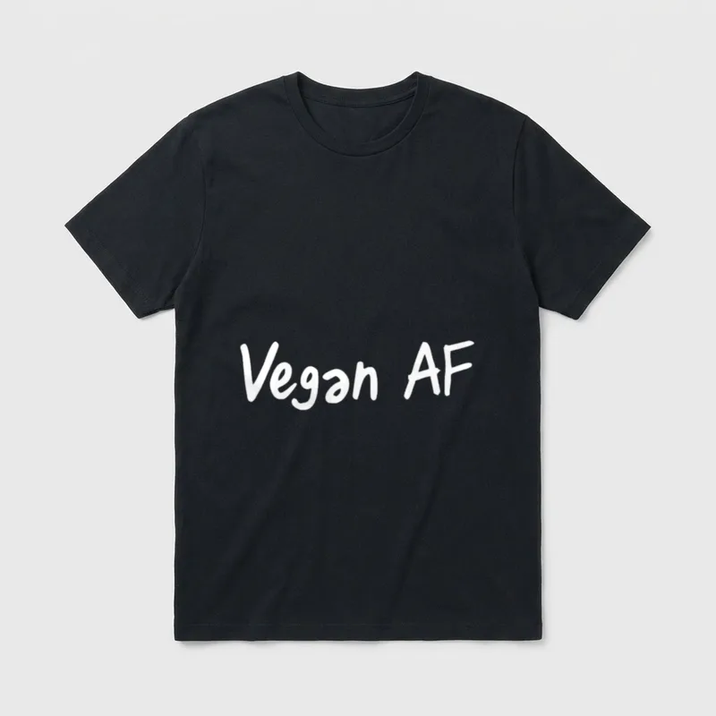 Vegan AF Funny veganism T-Shirt – White text reading Vegan AF on gray background – Classic T-Shirt in Black