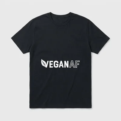 Vegan AF for Men T-Shirt – White text reading 'VEGAN AF' with a stylized leaf icon – Classic T-Shirt in Black