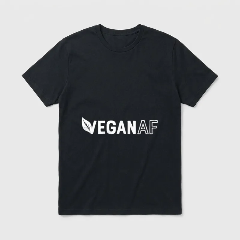 Vegan AF for Men T-Shirt – White text reading 'VEGAN AF' with a stylized leaf icon – Classic T-Shirt in Black