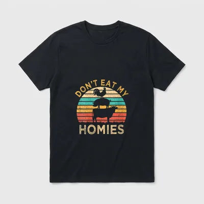 Vegan Don't Eat T-Shirt – Don't Eat My Homies with rooster, pig, and cow silhouettes – Classic T-Shirt in Black