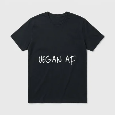 Vegan AF Vegan AF T-Shirt – White text reading VEGAN AF on a grey background – Classic T-Shirt in Black