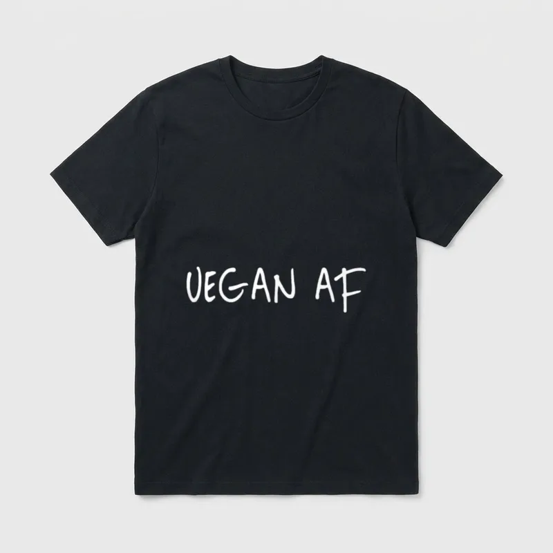Vegan AF Vegan AF T-Shirt – White text reading VEGAN AF on a grey background – Classic T-Shirt in Black