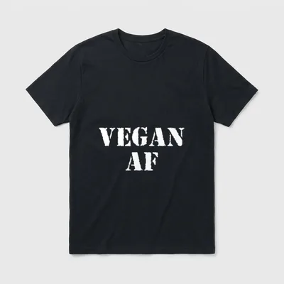 Vegan AF Funny Men T-Shirt – White distressed text reading VEGAN AF on a grey background – Classic T-Shirt in Black