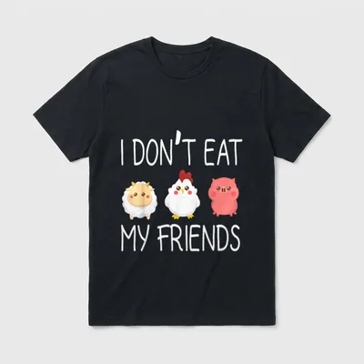 Eat My Friends Funny Vegan Vegetarian T-Shirt – Classic T-Shirt in Black