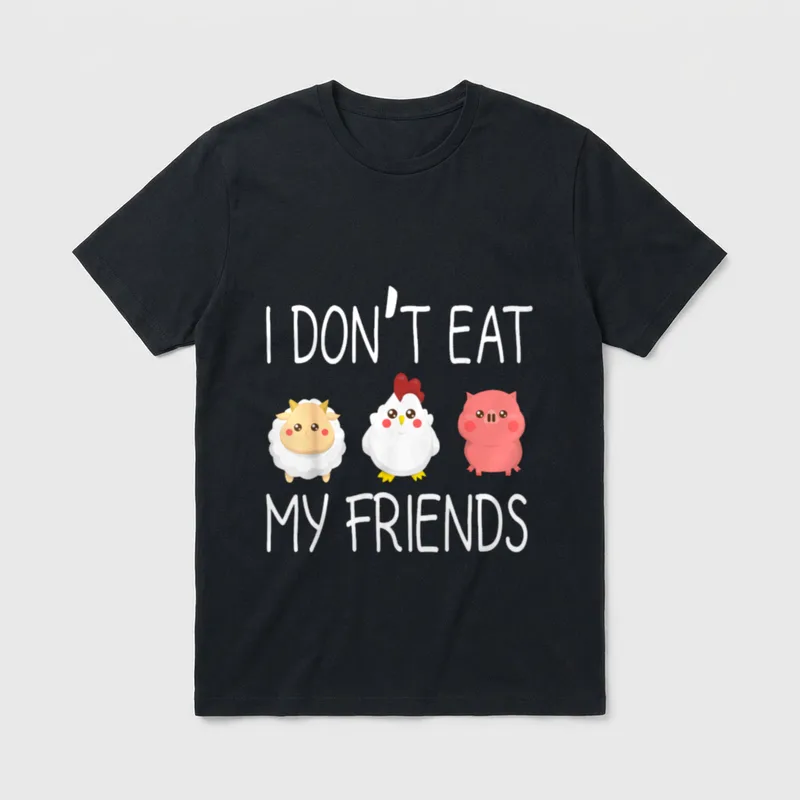 Eat My Friends Funny Vegan Vegetarian T-Shirt – Classic T-Shirt in Black