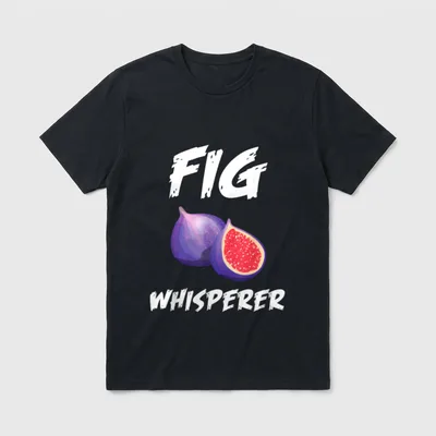Funny Figs Whisperer Design T-Shirt – FIG WHISPERER text with whole and sliced purple figs – Classic T-Shirt in Black