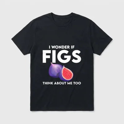 Funny Figs Saying Vegetarian T-Shirt – Purple figs with text I wonder if figs think about me too – Classic T-Shirt in Black