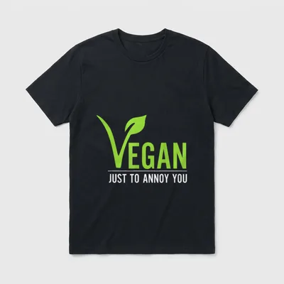 Funny Vegan T-Shirt – Green leaf sprout forming the V in VEGAN above white text just to annoy you – Classic T-Shirt in Black