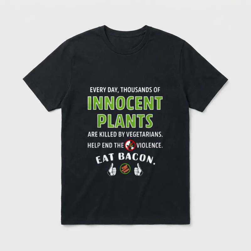 Innocent Plants Eat Bacon T-Shirt – Classic T-Shirt in Black