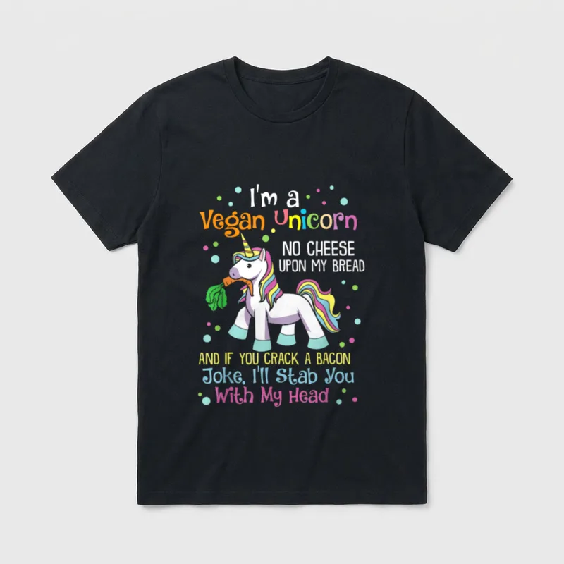 Unicorns Are Vegan Funny Vegan T-Shirt – Classic T-Shirt in Black