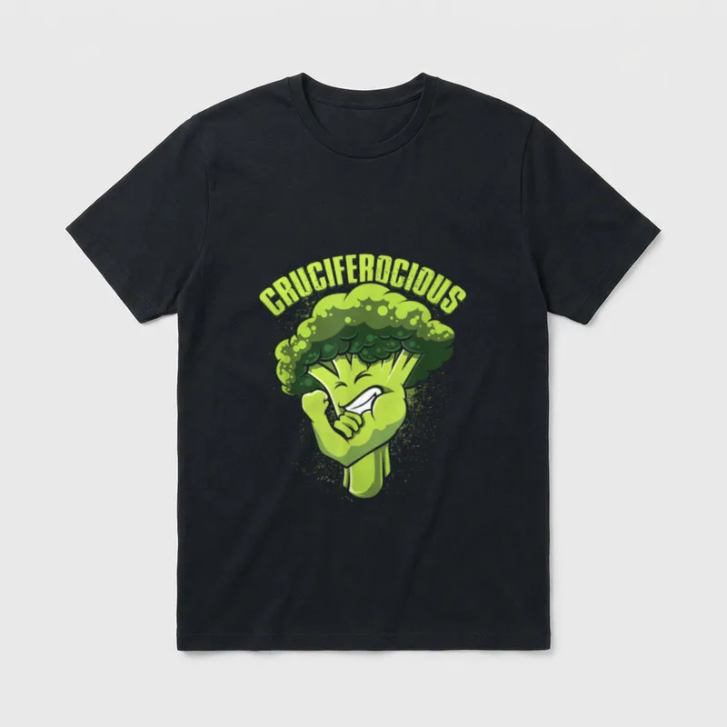 Funny Vegan Cruciferocious Funny Vegan Sayings T-Shirt – Classic T-Shirt in Black