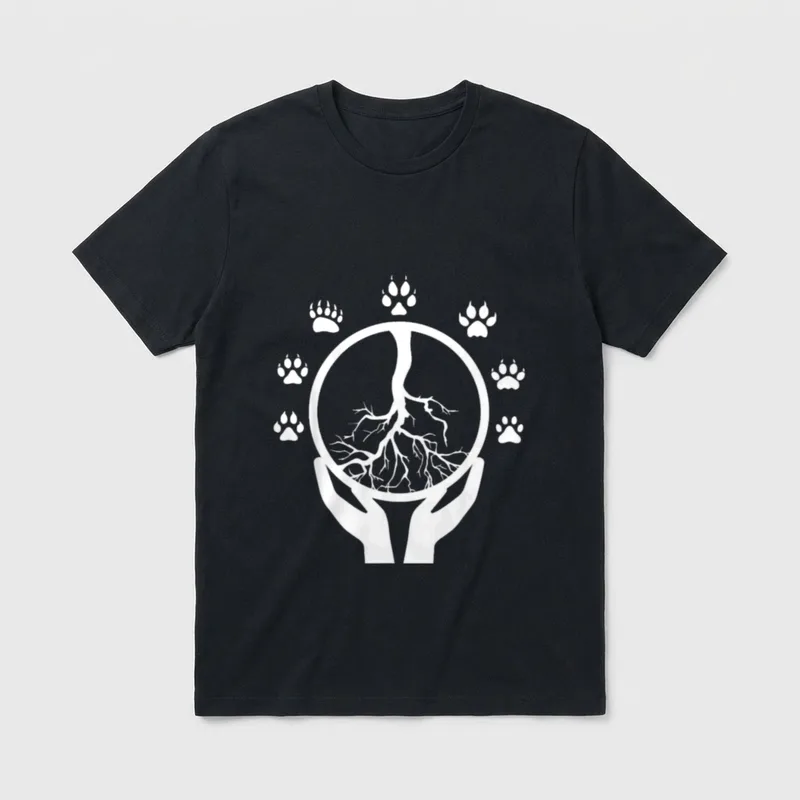 Peace Sign Tree Footprints T-Shirt – Classic T-Shirt in Black
