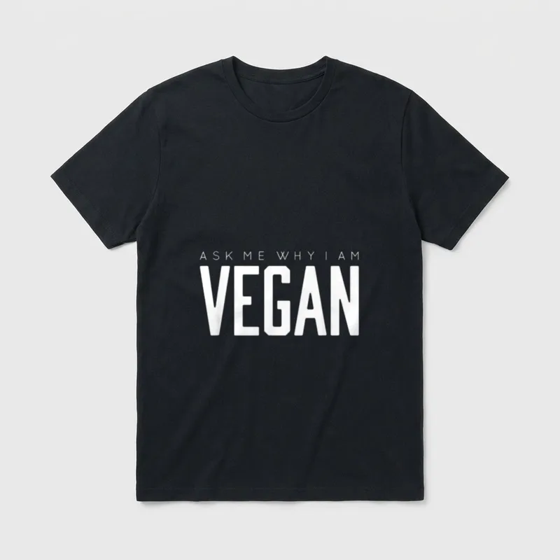 Ask Me Why I'm T-Shirt – White text reading Ask Me Why I Am Vegan in bold block letters – Classic T-Shirt in Black