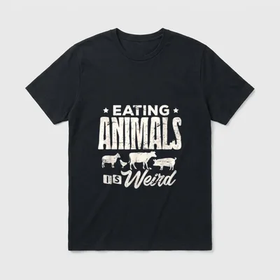 Eating Animals Is Weird Funny Vegan Sayings T-Shirt – Classic T-Shirt in Black