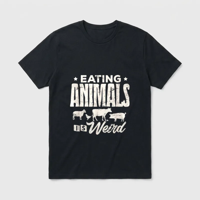 Eating Animals Is Weird Funny Vegan Sayings T-Shirt – Classic T-Shirt in Black
