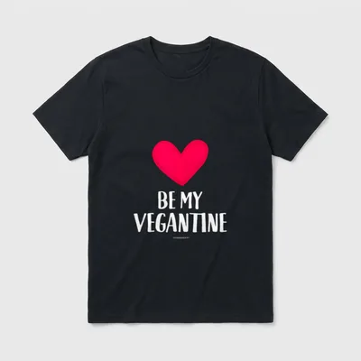 BE MY Funny Valentines T-Shirt – A red heart graphic above white text reading BE MY VEGANTINE – Classic T-Shirt in Black