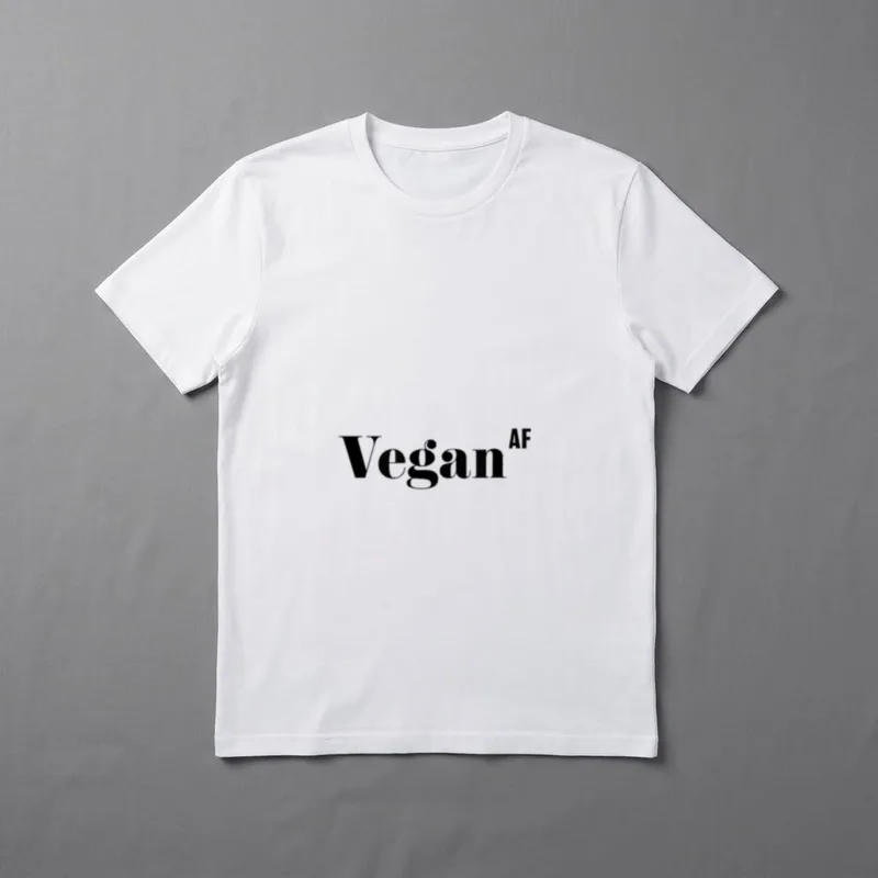 Vegan AF Funny Rude T-Shirt – Black serif text reading Vegan AF on a grey background – Classic T-Shirt in Black