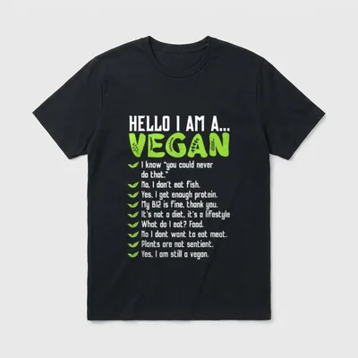 Hello I'm a Vegan Funny T-Shirt – Classic T-Shirt in Black