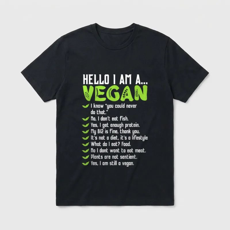 Hello I'm a Vegan Funny T-Shirt – Classic T-Shirt in Black