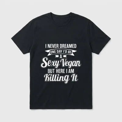 Vegan Sayings On Merch T-Shirt – Classic T-Shirt in Black