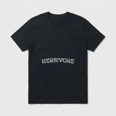 Funny Animal Lover Vegan T-Shirt – White distressed text reading HERBIVORE on a grey background – Classic T-Shirt in Black