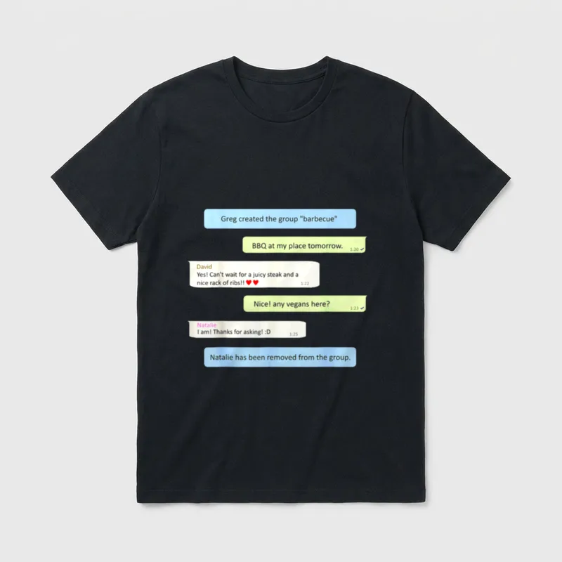 Barbecue Vegan Group Chat Funny T-Shirt – Classic T-Shirt in Black