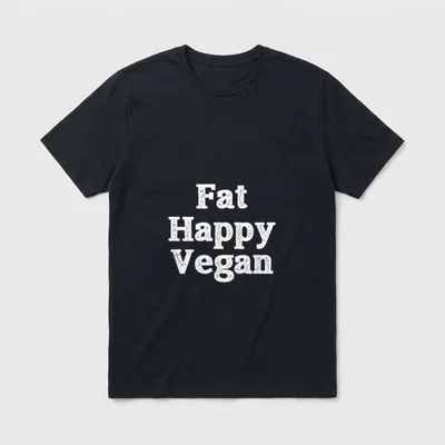 Fat Happy Vegan Sarcastic T-Shirt – Classic T-Shirt in Black