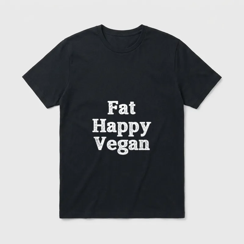 Fat Happy Vegan Sarcastic T-Shirt – Classic T-Shirt in Black